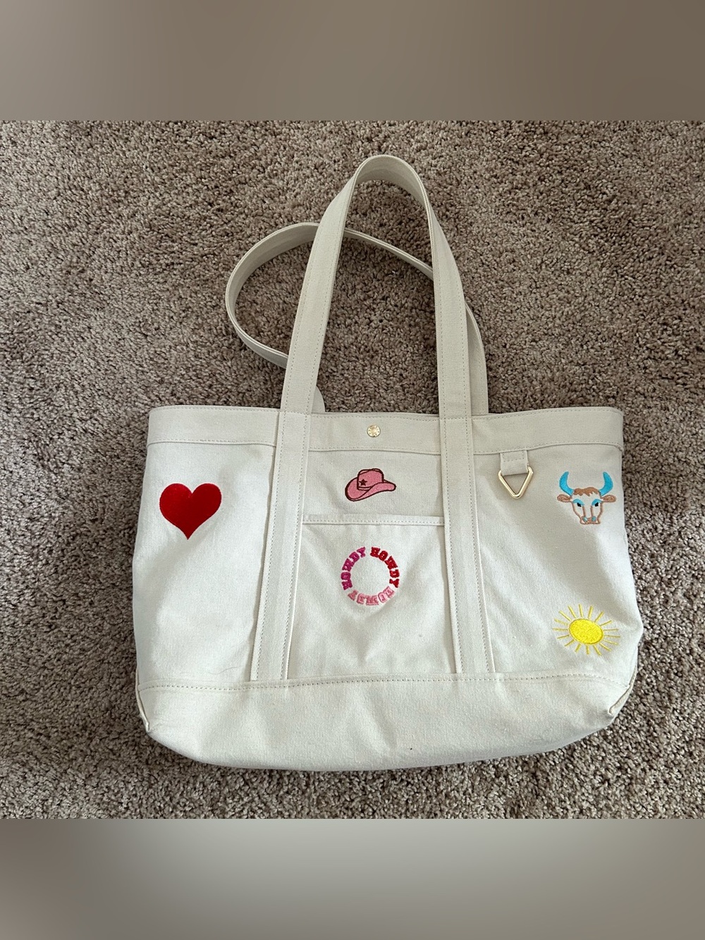 BaubleBar Medium Custom Icon Tote Natural Color Cowgirl